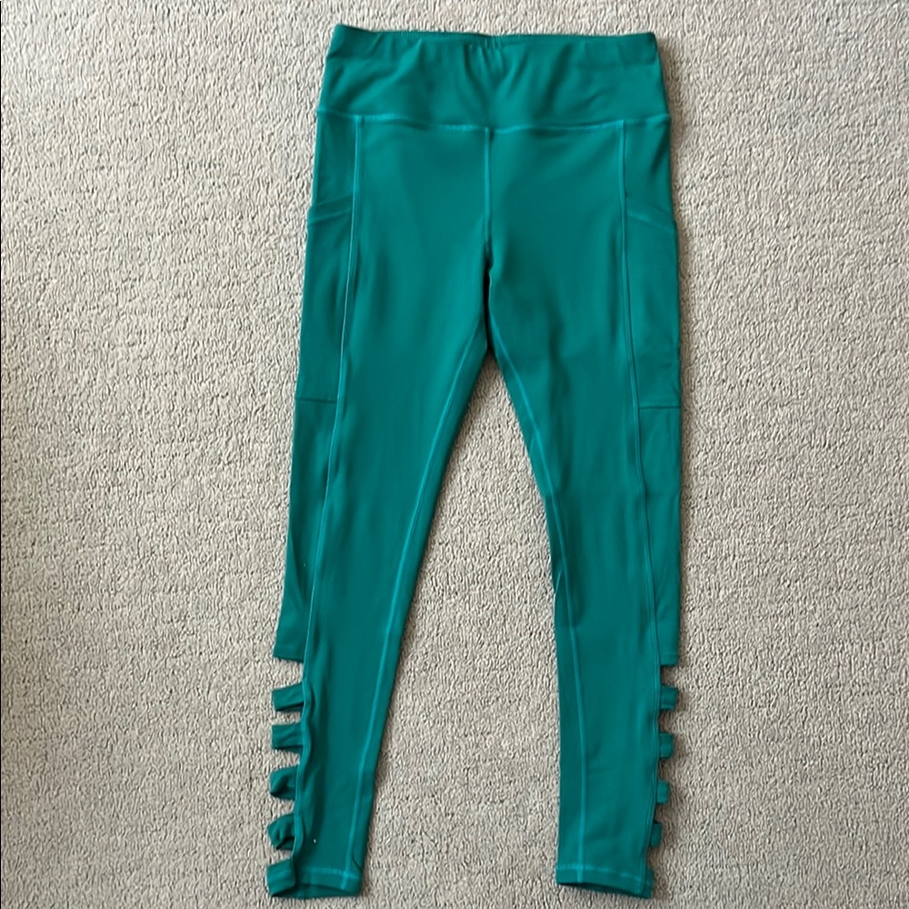 KIAVA Teal Leggings with Unique Side Cutouts